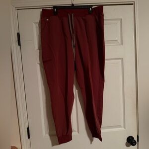 FIGS Burgundy jogger scrub pants